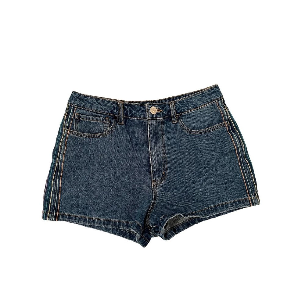 Forever 21 Shorts Jean Size 29 Denim Womens Blue Rise High Stripes on Side Retro